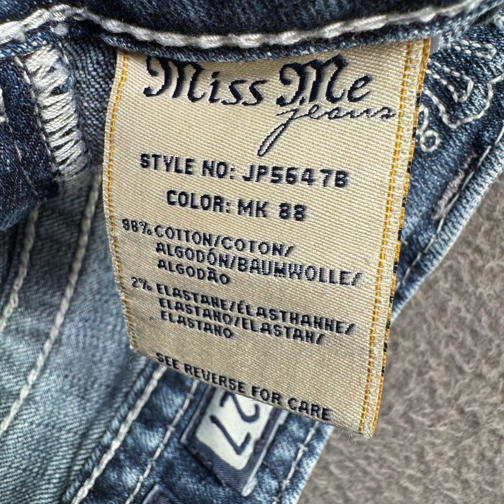 Miss Me Bootcut Jeans Women Size 27 Blue JP5647B Fleur De Lis Embellished Y2K - Picture 7 of 12